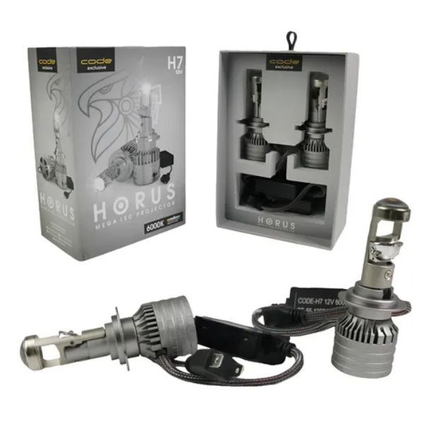 KIT SUPER LED COM MINI RETROPROJETOR H7 H18 CODE HORUS